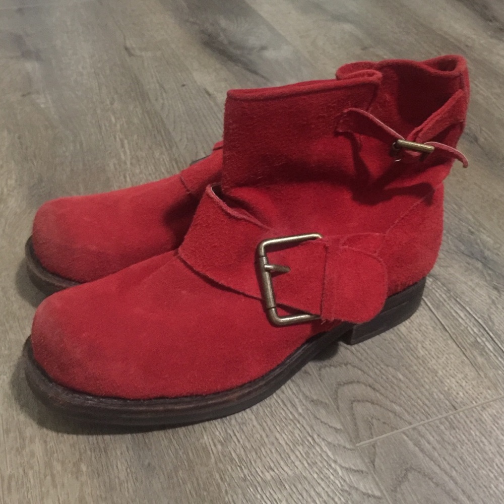 Vintage Jeffrey Campbell Red Leather Boots Size 10